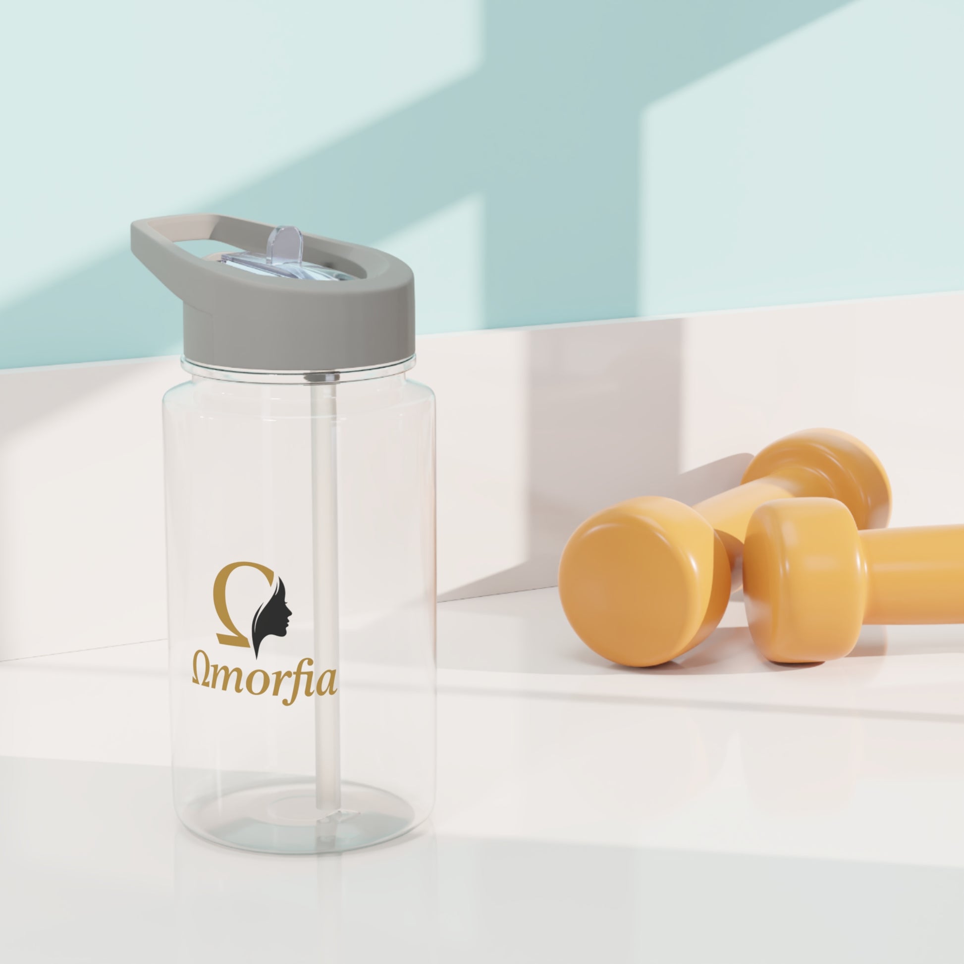 Μπουκάλι Νερού Tritan — Διαφανές Αθλητικό Μπουκάλι 'Omorfia' με Λογότυπο &amp; Καπάκι από Καλαμάκι